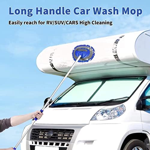 Wontolf 62'' Car Wash Brush With Long Handle - Chenille Microfiber Mop Mitt, Cleaning Kit, Windshield Window Squeegee, Duster, Microfiber Towels, Wheel Tire Brush for Cars, RV, Truck, Boat - Image 2