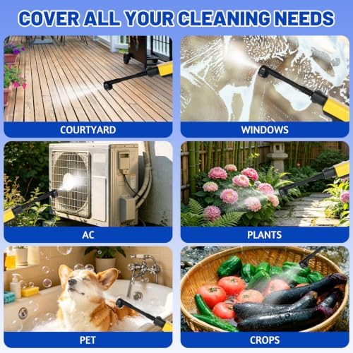 Cordless Portable Washer with 32.8FT Hose, 6-in-1 Nozzle & Foam Pot, Handheld Battery Car Cleaner for Home Outdoor Patio Garden Boat Fence - Image 6
