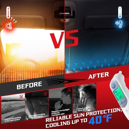 Windshield Sun Shade for 2014-2023 Jeep Cherokee (Not for Jeep Grand Cherokee) Foldable Sun Sunshade for Car Front Window Blocks UV Heat Automotive Interior Protector Custom Fit Accessories - Image 4
