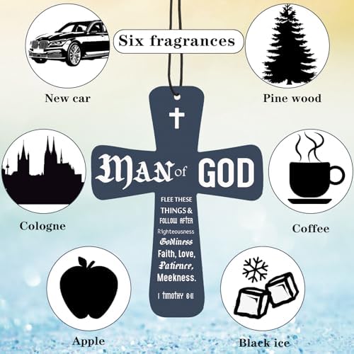 Fumete 24 Pcs Christian Gifts for Men Blue Cross Car Air Fresheners Bulk - Image 3