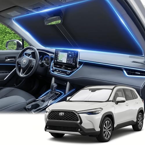 Windshield Sun Shade for Toyota Corolla Cross 2022-2025 2026 Sunshade Front Window Shade Custom Fit Corolla Cross Accessories Sun Visor Foldable Shade Blocks UV Rays Accessories by AuyNeas