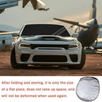 Front Windshield Sun Shade Fit for Dodge Charger Challenger Durango Journey Universal Fit to All Dodge Cars Foldable Sun Visor Protector Custom Fit Dodge Window Sunhade (Black Gray) - Image 7