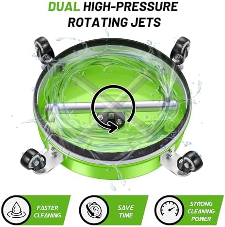 LidoDola 14'' Pressure Washer Surface Cleaner Green, Power Washer Accessory - Image 4
