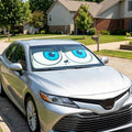 Windshield Sun Shade for Car, 63"x28.5" Stylish Printed Front Window Sunshade with Double Steel Ring Frame, Universal Fit Foldable Heat Blocker & UV Protector, with Storage Pouch (Eyes) by Unknown
