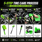 XINDELL Wheel & Tire Cleaning Kit, Deep-Reach Wheel Brush Set for Rims, Spokes, Lug Nuts and Tire Sidewalls, Scratch-Safe Car Detailing Tools with Covered Tire Shine Applicator - Image 5