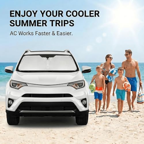 Custom Fit Windshield Sun Shade for Toyota RAV4 2013-2018, Double Layer 280T Front Window Shade, Foldable UV Blocking Sun Visor, Summer Car Accessory - Image 4