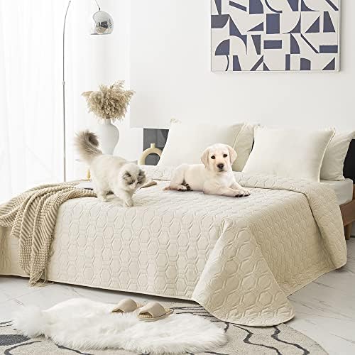 Waterproof Blanket Couch Cover for Dogs Non-Slip Pet Sofa Protector | Tcksstex Non-slip waterproof couch cover scratch resistant machine washable protects sofa bed car（82x102-Ivory） by TcksstexFauxFurDogBedCover