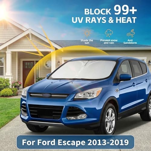 Windshield Sun Shade for Ford Escape 2013-2019 Front Window Shade Custom Fit Escape Accessories Sun Visor Foldable Shade Blocks UV Rays Summer Must Have Car Accessories - Image 2