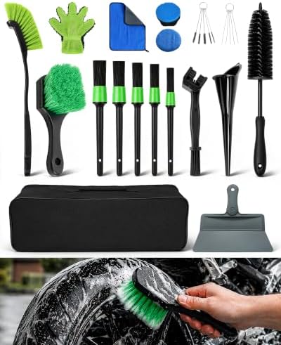 18 Pcs Motorcycle Cleaning Kit with Storage Bag, for Motorcycle Washing by CKJSJ