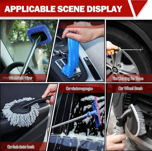 56Pcs Car Wash Cleaning Kit with Foam Gun, Car Wash Brush with Long Handle, Car Detailing Kit, Car Wheel Brush for Car Cleaning Supplies, Adjustable Hose Wash Sprayer-Quick Connector to Any Hose - Image 6