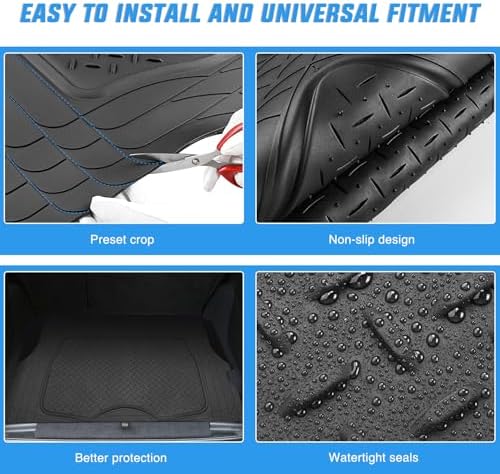 Nilight Rubber Cargo Mats for Cars Trucks SUVs | Universal Trim to fit for Most Vehicles, All Weather Protection Heavy Duty Cargo Liners - Image 4