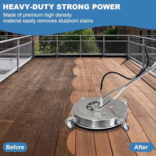 24" Pressure Washer Surface Cleaner with Dual Handles – Stainless Steel, 4-Wheel Design for Driveways, Sidewalks, Curbs, Decks, & Patios – 4900 PSI, High-Efficiency Cleaning Accessory - Image 2