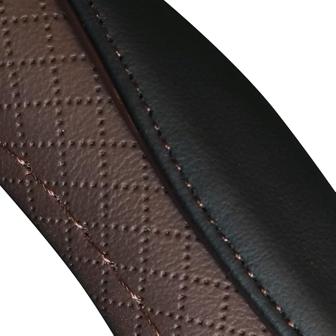 Gomass Car Steering Wheel Cover, Anti-Slip, Safety, Soft, Breathable, Heavy Duty, Thick, Full Surround, Sports Style (Black Brown) - Image 3