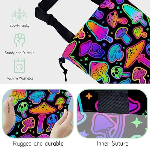 Bright Mushrooms Car Garbage Bag,Colorful Mushroom Waterproof Small Car Trash Bag Hanging Back of Seat,Drawstring Hanging Car Trash Bag with Adjustable Buckle for Car Accessories - Image 3