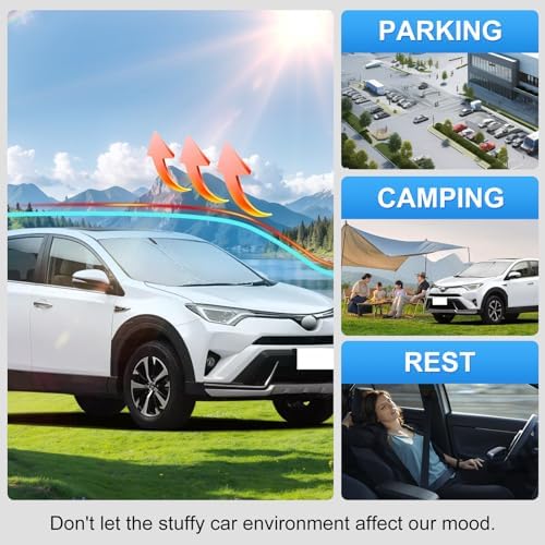 for 2013-2018 Toyota RAV4 Windshield Sun Shade Front Window Shade Custom Fit RAV4 Accessories LE, XLE, Premium, XSE, Limited, SE, TRD Off-Road Sun Visor Protector Foldable Blocks UV Rays - Image 4