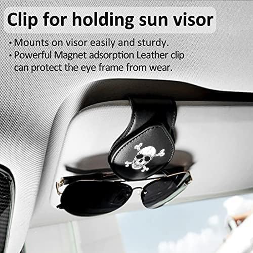Sunglass Holder for Car Visor, for Anime Skull Skeleton Magnet Sunglasses Holder for car, Cartoon Leather Car Sunglass Holder, Visor Sunglass Holder with Glasses Cards - Image 5