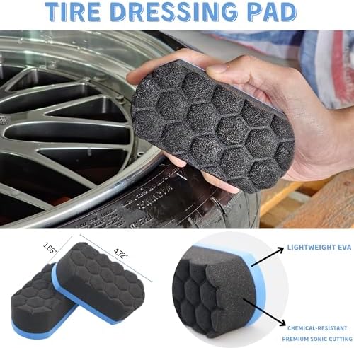 oesee Professional 4 Pack Long Handle Wheel Brush Kit for Cleaning Wheel and Tire- 2X Soft Wheel Cleaning Brush, Detailing Brush and Stiff Tire Brush, Bendable& Durable Wheel Rim Cleaner Brush Set - Image 5