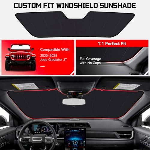 Windshield Sun Shade for Jeep Wrangler JL JLU 2018-2026 - Image 2