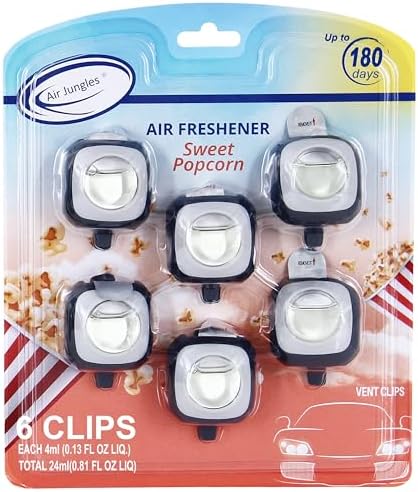 Air Jungles Sweet Popcorn Scent Car Air Freshener Vent Clip 6 Ct by AirJungles