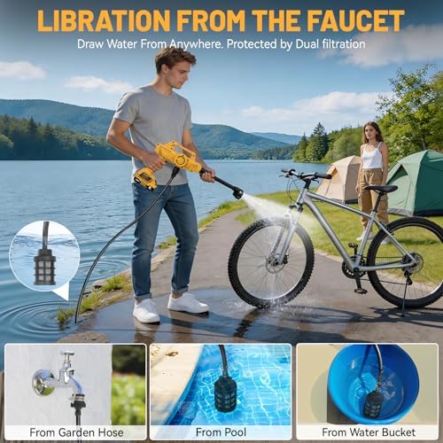 Cordless Car Cleaner Tool Compatible with Dewalt 20V Max Battery, Portable Power Yard Cleaner with 6-in-1 Nozzle + Garden Hose Connector, Handheld Water Cleaner for Car/Garden/Boat (Tool Only) - Image 4