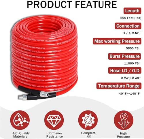 200FT Sewer Jetter Kit for Pressure Washer 5800PSI Drain Cleaner - Image 4