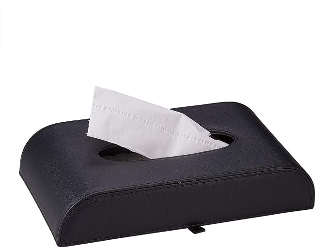 AuMoHall Black Tissue Box Cover PU Leather Rectangular Tissue Holder for Home Car Office Decor (NO Paper Towel) by Unknown