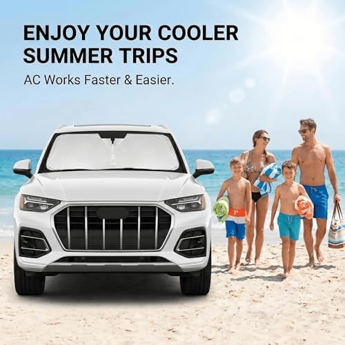for Audi Q5 Windshield Sun Shade 2018-2024 2025 2026 Front Window Shade Custom Fit Q5 Accessories SQ5 Premium, Premium Plus, Prestige Crossover SUV Sun Visor Foldable Shade Blocks UV Rays Accessories - Image 4