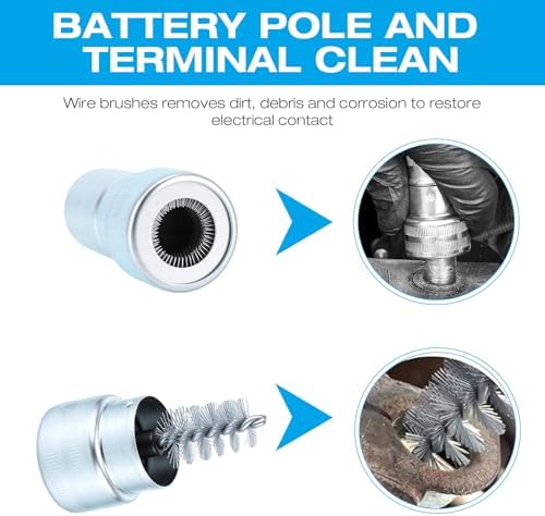 10pcs Stainless Steel Battery Tterminal Cleaner,Battery Terminal Cleaning Brushes, Universal Battery Post Cleaner Tool for Car, Truck, Marine Top & Side Terminals Dirt Removal - Image 4