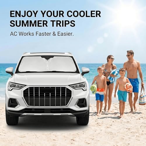 Windshield Sun Shade for Audi Q3 2019-2026 Sunshade Front Window Shade Custom Fit Q3 Accessories Sun Visor Foldable Shade Blocks UV Rays Accessories - Image 4