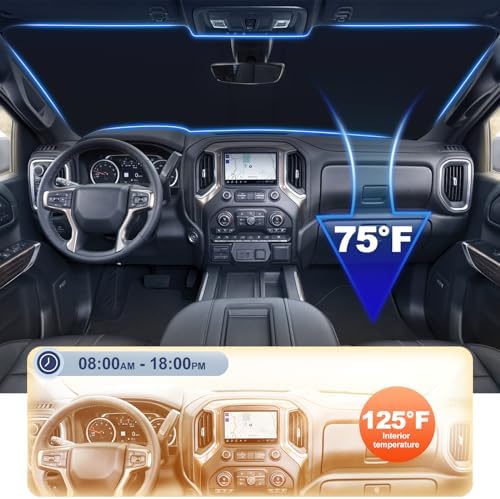 Foldable Front Window Windshield Sunshade Compatible with 2019-2026 Chevy Silverado/GMC Sierra 1500, 2020-2026 Chevy Silverado/GMC Sierra 2500/3500 HD Accessories Sun Heat UV Rays Protection - Image 4