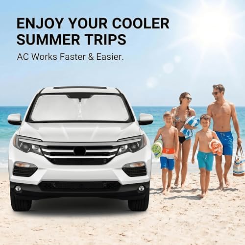 Windshield Sun Shade for Honda Pilot 2016-2024 2025 2026 Sunshade Front Window Shade Custom Fit Pilot Accessories Sun Visor Foldable Shade Blocks UV Rays Accessories - Image 4