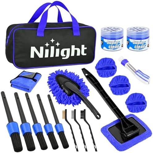 Nilight 15PCS Car Detailing Kit for Interior Exterior Car Care, Blue by Nilight