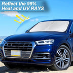 Custom Sunshade Windshield Sun Shade for 2018-2023 2024 2025 2026 Audi Q5 Q8 SUV Accessories Front Window Shades Cover for Windshield Sun Visor Screen Foldable 2 Layers 210T Protector Blocks UV Rays - Image 4