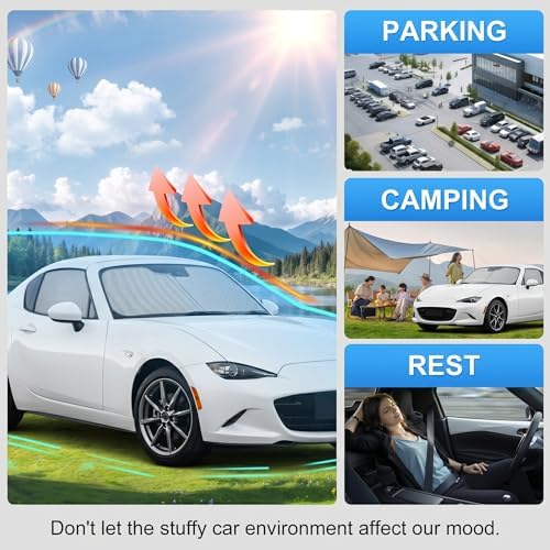 Custom Fit Windshield Sun Shade for Mazda MX-5 Miata Convertible 2016-2026 - Image 6