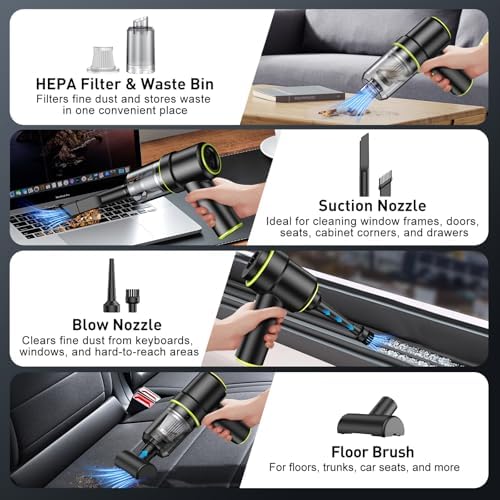 KMM Handheld Car Vacuum Cleaner, 9000PA Vacuum & Air Duster - Image 5