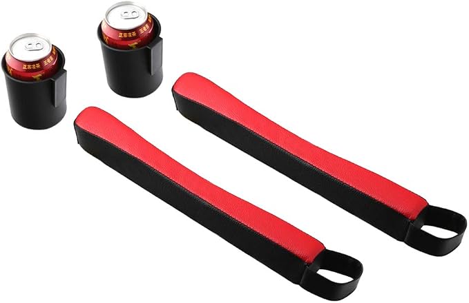 Supin 2 Prices Car Seat Gap Filler Pad PU Leather Console Side Pocket Organizer and one Cup for Cellphone Wallet Coin Key (Black+Red) - Image 4