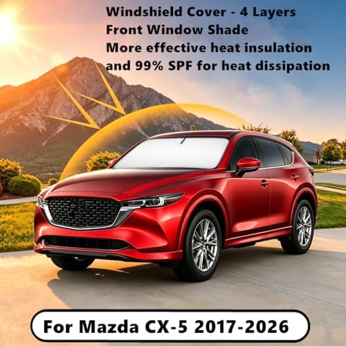 Windshield Sun Shade for Mazda CX-5 2019-2026 Compatible Accessories-4 Layers Custom Fit Foldable Front Window Sunshade Sun Visor Protector, Block UV Rays Keep Your Car Cooler - Image 2