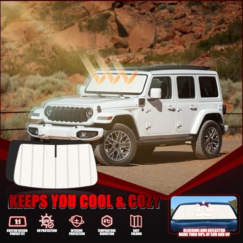 Windshield Sun Shade for Jeep Gladiator(JT) 2020-2026/Wrangler JL 2018-2026 - Image 2