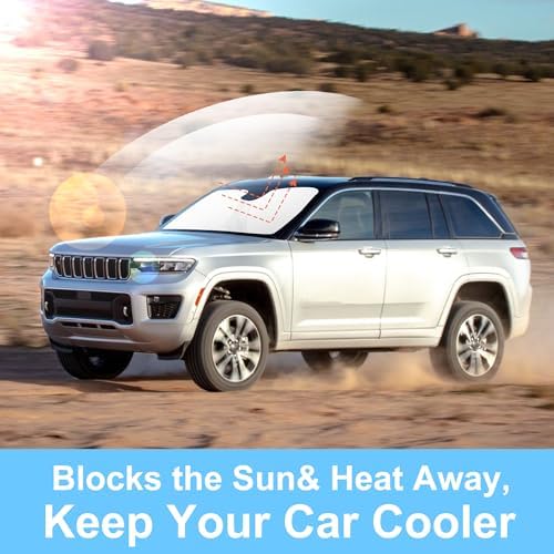 TINGLU Sun Shade for Jeep Grand Cherokee L/Jeep Grand Cherokee SUV 2021-2025 2026 Accessories Windshield Sun Shade Window Shade UV Rays Protection Sun Visor Cover - Image 5