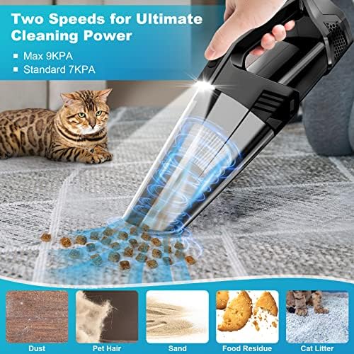 Blestan Handheld Vacuum Cordless Portable Car Vacuum with LED Light, High Power Suction, 3 in 1, Lightweight Rechargeable Hand Vacuum, Hand Held Vacuum Cleaner for Car Home Office, Pet Hair, Black - Image 2
