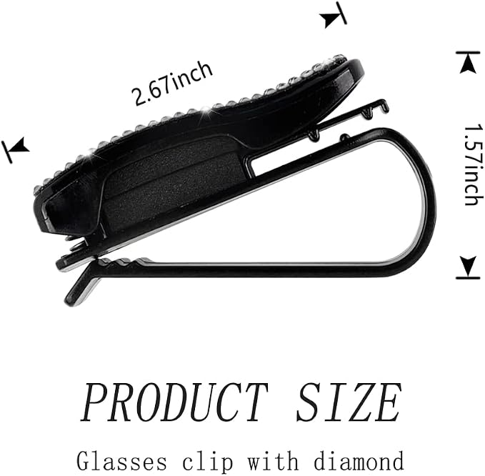 2PCS Bling Rhinestone Car Sun Visor Glasses Holders W/Anti-Scratch Sponge | Car Decoration for Women Girls,Ticket Card Clip Visor Organizer,Universal Rhinestone Auto Accessories - Image 2