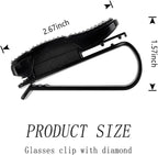 2PCS Bling Rhinestone Car Sun Visor Glasses Holders W/Anti-Scratch Sponge | Car Decoration for Women Girls,Ticket Card Clip Visor Organizer,Universal Rhinestone Auto Accessories - Image 2