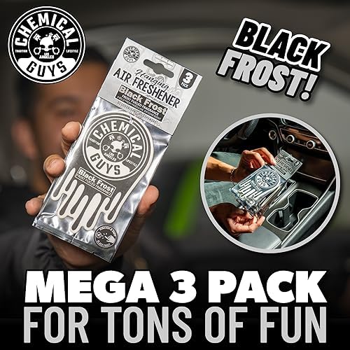 Chemical Guys, Hanging Air Fresheners, Black Frost Scent, 6 Pack, for Cars - Image 4
