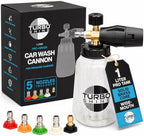 Professional Foam Cannon for Pressure Washer – Wide Mouth Snow Foam Lance with Adjustable Spray Pattern – Heavy Duty Car Wash Soap Dispenser – 1/4" Quick Connector (Clear, 1 Liter) by TurboShine