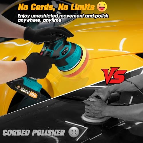 Cordless Car Buffer Polisher kit, DA Polisher with 2*21V Batteries - Image 2