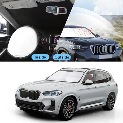 TINGLU Sun Shade for BMW X3 2018-2025 2026 Accessories Windshield Sun Shade Window Shade UV Rays Protection Sun Visor Cover with Steering Wheel Sunshade Storage Bag - Image 6