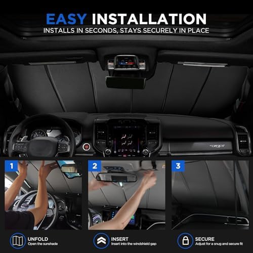 MAIKER OFF ROAD Windshield Sunshade Compatible with Ram 1500 2019-2025 - Image 5