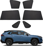 Powerty Custom Fit for Side Window Shade Toyota RAV4 2019-2024 2025-6 Pack 100% Light Block Car Priavcy Curtains Shades for Baby, Camping, Napping, Sleeping by Powerty
