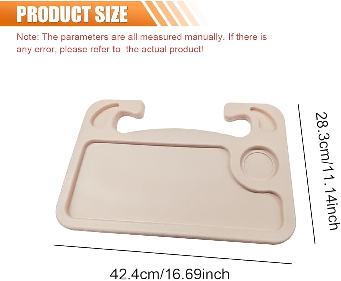 ZIMISI Car Steering Wheel Tray, Computer Office Car Table Tray, Automotive Trays for Eating, Multipurpose Vehicle Desk Travel Accessories for Laptop, Food, Fits Most Steering Wheel (Beige) - Image 2