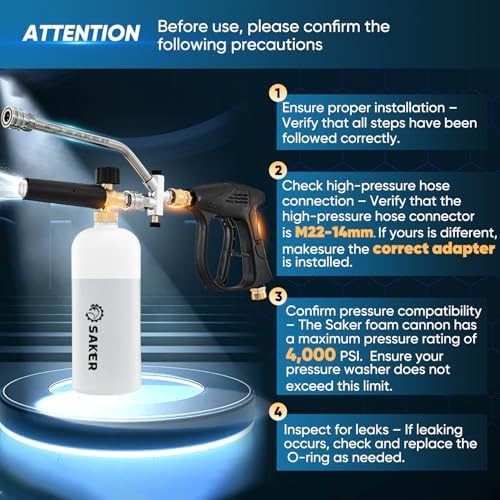 Saker Foam Cannon Dual Connector Accessory for Pressure Washer Kit - Image 2